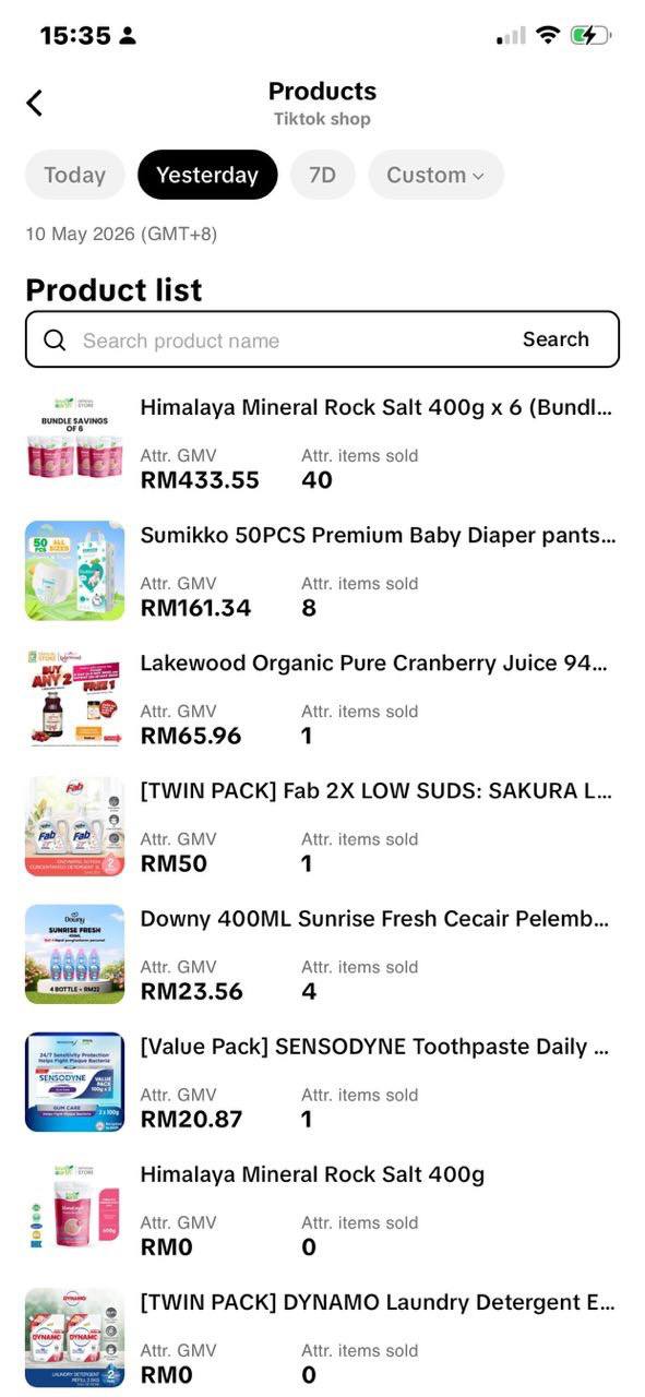 Screenshot hasil customer product list
