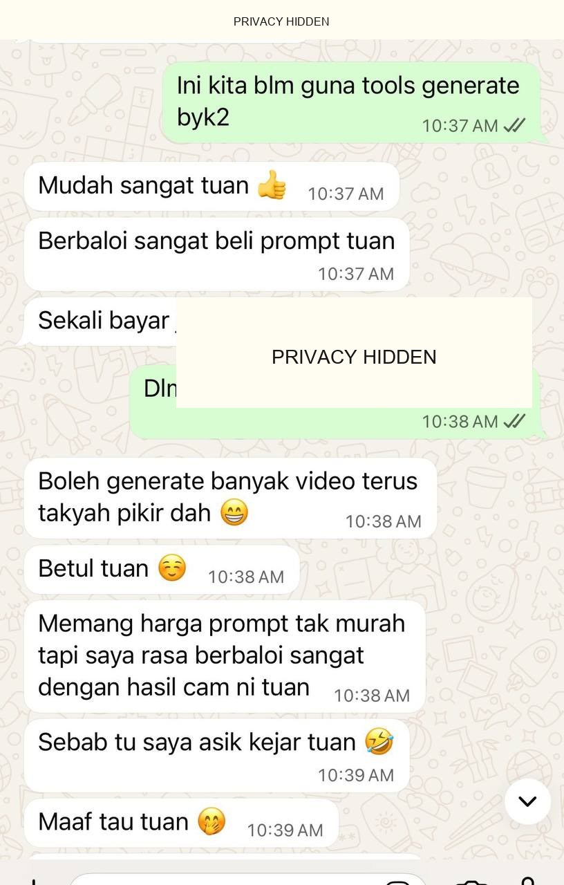 Customer ada sale dari video guna prompt