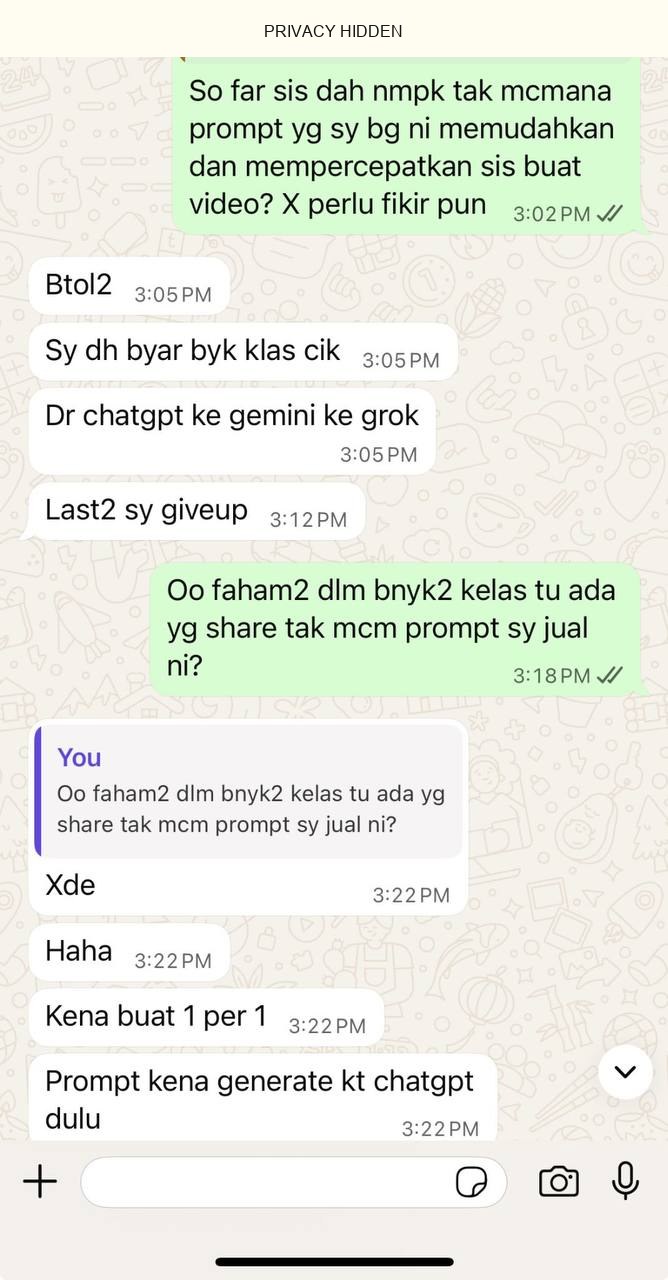 Customer kata prompt senang guna